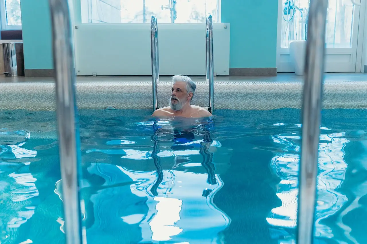 a man in a pool